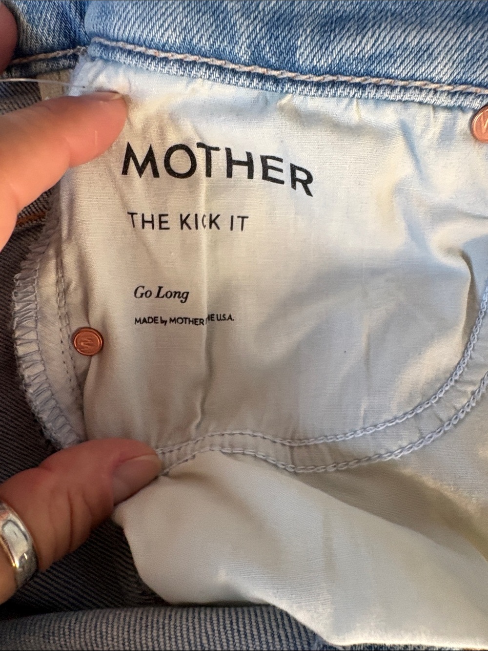 MOTHER Light Blue Denim Kick It Bottoms